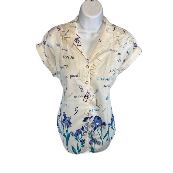 ACT III Vintage 80s Buttondown, Collared ,Shortsleeve Women’s Blouse - Picture 5 of 10